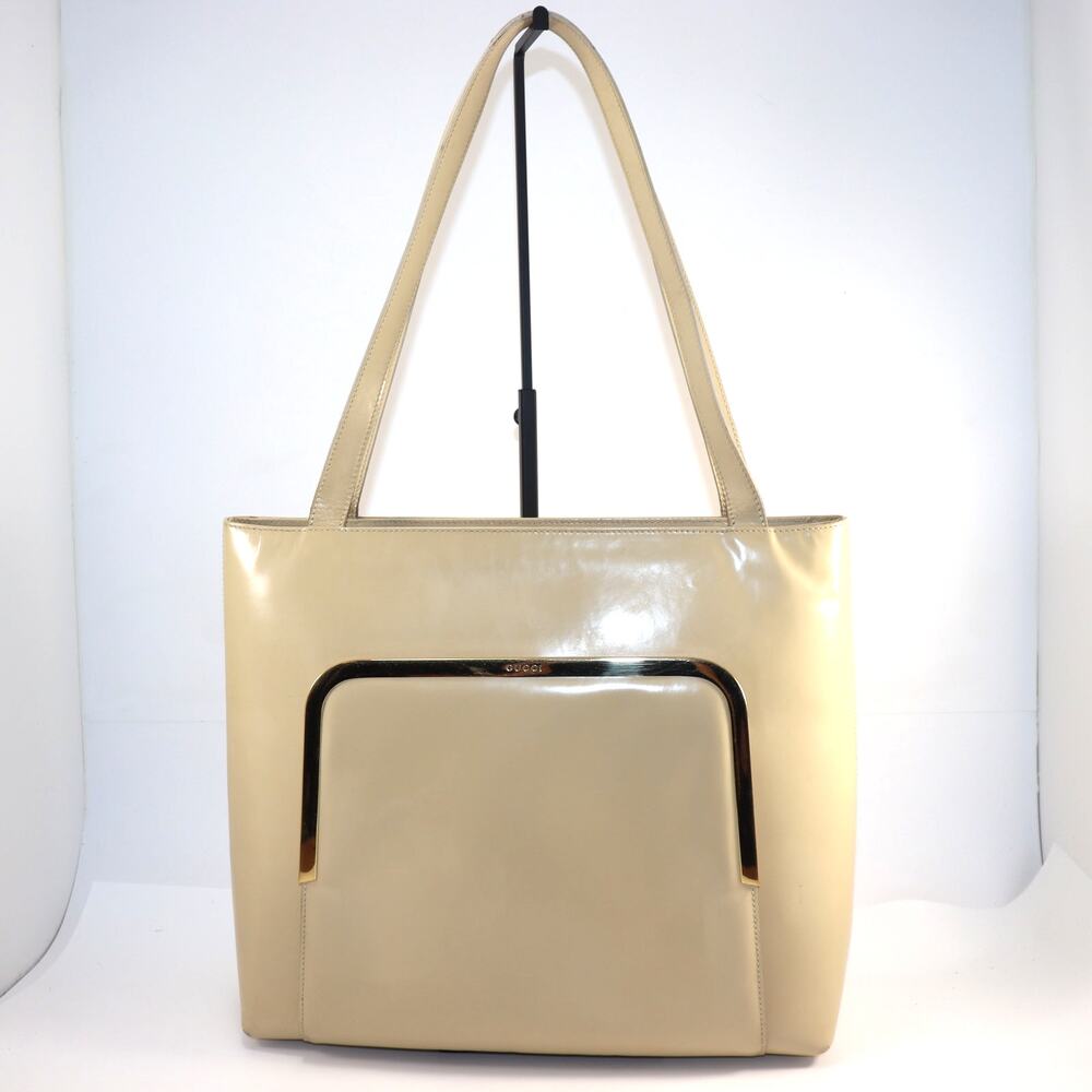Vintage Gucci Smooth Leather Tote in Cream‎ – Rare Design, Beautiful Condition